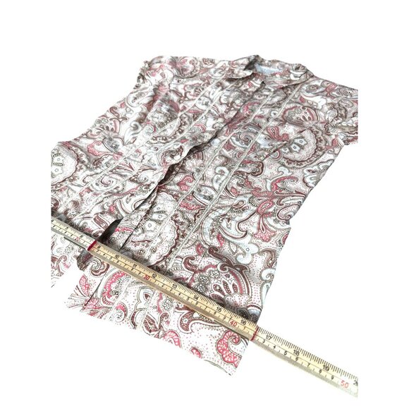 Tommy Hilfiger Paisley Blouse Short Sleeve Button-Up Shirt S Cotton - Picture 12 of 12